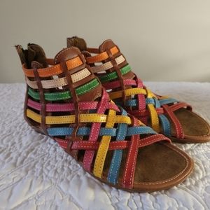 MAYA Women's Colorful Strappy Zip Back Sandals